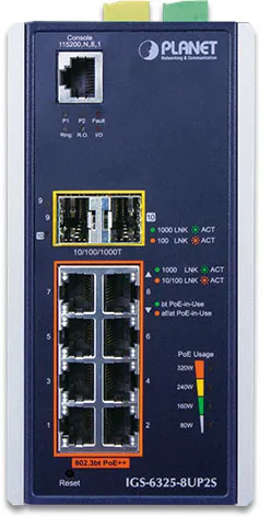 коммутатор/ PLANET IGS-6325-8UP2S IP30 DIN-rail Industrial L3 8-Port 1 фото 2