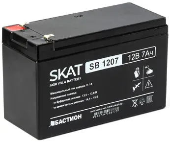 2533 SKAT SB 1207, 12В, 7Ач, максимальный ток заряда 2,1 А. Тип клеммы фото 1