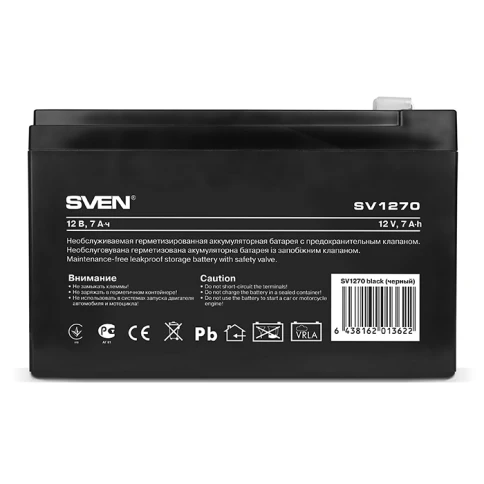 Батарея SVEN SV 1270 (12V 7Ah), напряжение 12В, емкость 7А*ч,... фото 2