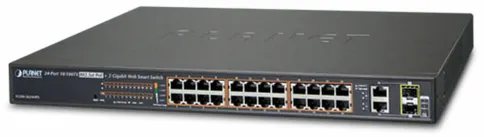 коммутатор/ PLANET 24-Port 10/100TX 802.3at High Power POE +  2-Port G фото 1