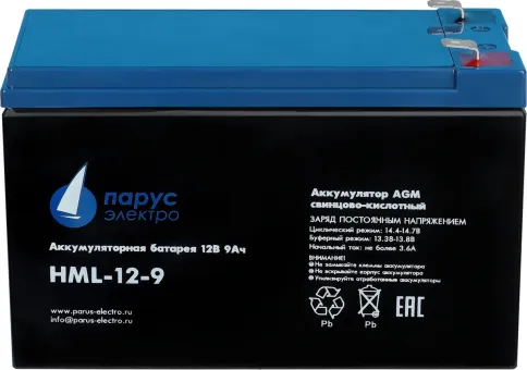 Battery Parus Electro, HML-12-9, 12V, 9Ah фото 3