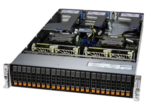 Серверная платформа/ Server AS-2125HS-TNR (bundle3): 2U / 2x AMD EPYC 9004/9005* / 24x DDR5 RDIMM / 24x Hs 2.5" NVMe*/SATA/SAS*/ 1x  480Gb NVMe M.2 / 1x dual-port 1GbE RJ45 / 2x 1600W Power (20 NVME config) фото 1