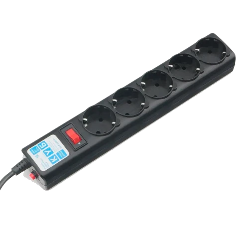 Фильтр-удлинитель Power Cube 5,0 м 5 розеток (черный графит) 10А/2,2кВт/ Surge protector Power Cube 5.0 m 5 outlets (Black graffite) 10A / 2.2kW фото 1