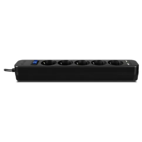 Фильтр SVEN SF-05LU 1,8 м (5 евро розеток,2*USB(2,4А)) черный, цветная фото 4