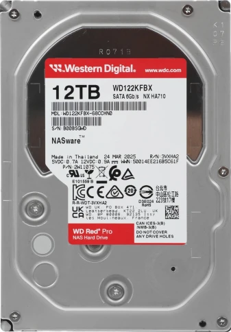 Жесткий диск WD SATA-III 12TB WD122KFBX NAS Red Pro (7200rpm)... фото 1