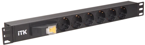 PDU 6 розеток DIN49440 (нем. cтанд.), с автоматом на 10А,1U, без шнура фото 1