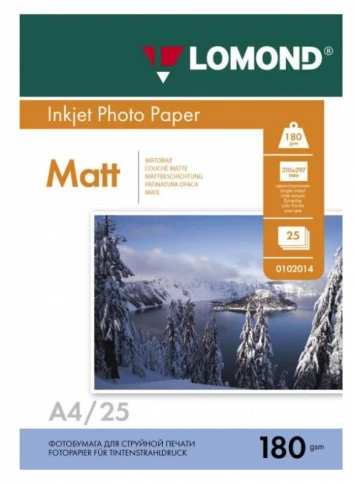 Фотобумага Lomond 0102037 A4/180г/м2/25л./белый матовое для струйной п фото 1