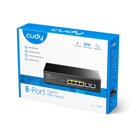 Коммутатор/ 6-Port 10/100/1000M PoE+ Switch, 4-Port 10/100/1000 BASE-T фото 3