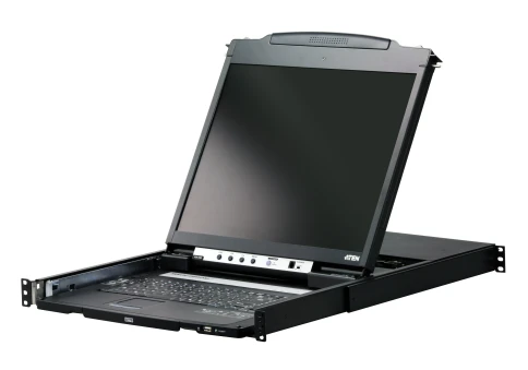 Kонсоль управления, для KVM-переключателей, электрон., 19", SVGA+KBD+MOUSE PS/2 USB, с KVM шнуром USB 1.8м, LCD Kран 19", лат./рус.Kлав., (выход на вторую конс 1280x1024 75Hz DDC2BKрепление DUAL RAIL доп.порт USB A-типа Female)/ATEN/ DUAL RAIL L фото 1