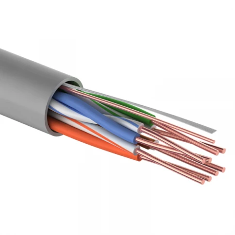 Кабель информационный U/UTP категория 5е 4х2х24AWG(0,48мм) 305м (медь) PVC solid серый PROCONNECT (01-0052) фото 1
