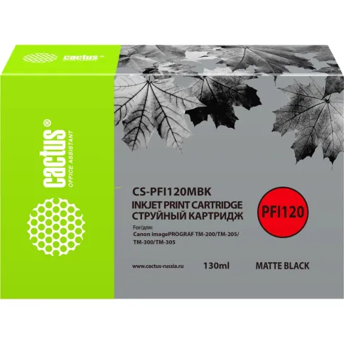 -/ Картридж струйный Cactus CS-PFI120MBK черный матовый (130мл) для Canon imagePROGRAF TM-200/TM-205/TM фото 2