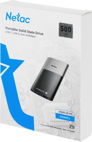 Накопитель SSD Netac USB-C 500Gb NT01Z9-500G-32BK Z9 1.8" черный фото 8