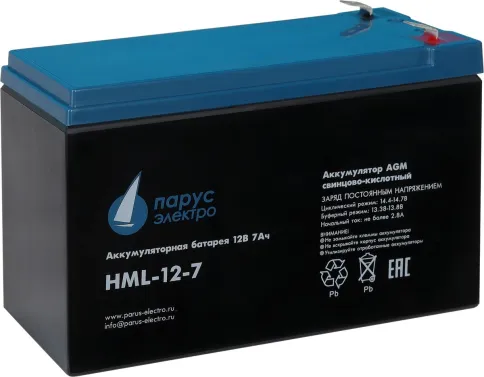 Battery Parus Electro, HML-12-7, 12V, 7.2Ah фото 1