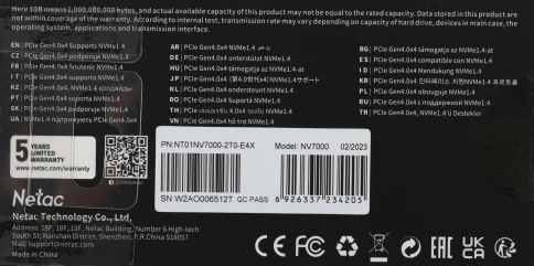 Твердотельный накопитель Netac PCIe 4.0 x4 2TB NT01NV7000-2T0-E4X NV7000 M.2... фото 8