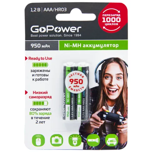 Аккумулятор предзаряженный RTU GoPower HR03 AAA (00-00018321) фото 3