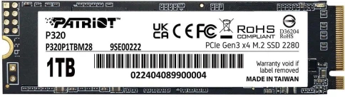 Твердотельный накопитель Patriot PCIe 3.0 x4 1TB P320P1TBM28 P320 M.2... фото 1