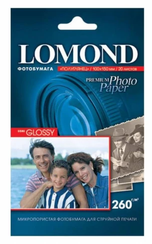 Фотобумага Lomond 1103302 10x15/260г/м2/20л./белый полуглянцевое для с фото 1