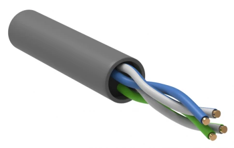 Кабель информационный U/UTP категория 5е 2х2х24AWG(0,51мм) 500м (медь) LSZH нг(А)-HF solid серый ITK фото 1