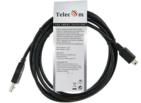 Telecom USB 2.0 Type-AM - miniUSB 1.8м фото 3