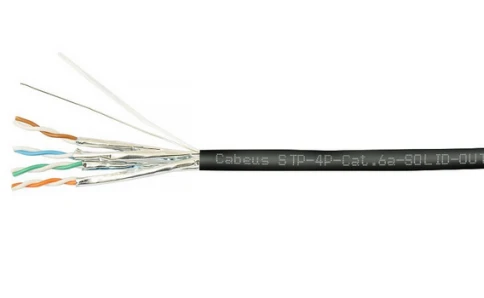 Кабель информационный Cabeus STP-4P-Cat.6a-SOLID-OUT-LSZH-UV экранированный STP (U/FTP) категория 6a (10GBE) 4 пары (23 AWG) одножильный фото 1