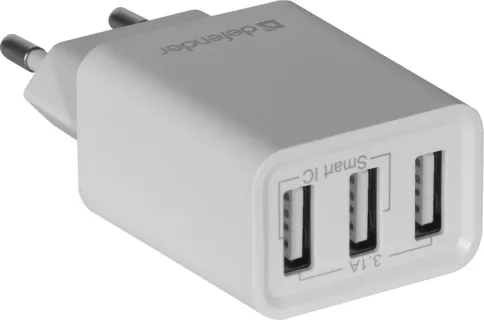 Defender UPA-31 белый, 3xUSB, 5V/3.1А фото 3
