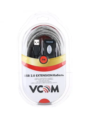VCOM USB 2.0 Type-AM - USB 2.0 Type-AF 5м фото 2