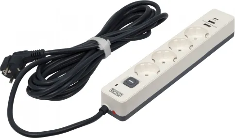 Сетевой фильтр-удлинитель/ PowerCom SP-01 USB2A1CW 3.0M, 4 розетки, бе фото 5