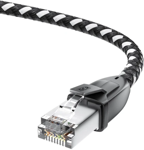 GCR PRO Патч-корд PROF прямой 3.0m, UTP медь кат.6А, STRONG черно-белый в оплетке текстиль, ethernet high speed 10 Гбит/с, T568B фото 2