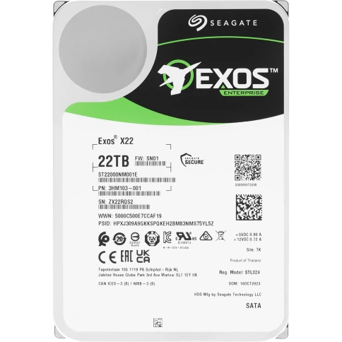 Жесткий диск/ HDD Seagate SATA3 22Tb Exos X22 7200 512Mb OFFICIAL RECE фото 1