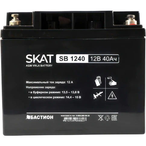 2538 SKAT SB 1240, 12В, 40Ач, максимальный ток заряда 12... фото 5