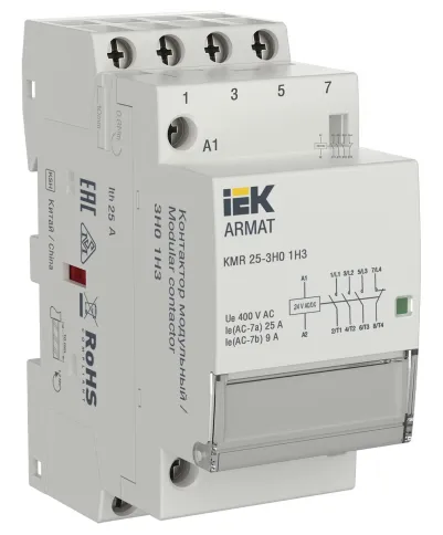 ARMAT Контактор модульный KMR 25А 24В AC/DC 3НО 1НЗ IEK фото 1