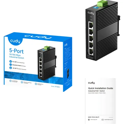Промышленный коммутатор/ 5-Port 10/100M Aluminum Industrial Switch, 4 фото 3