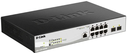 Коммутатор/ DGS-1210-10P/ME/B Managed L2 Metro Ethernet Switch 8x1000Base-T PoE, 2x1000Base-X... фото 2