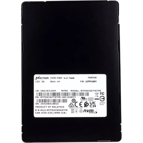 Твердотельный накопитель/ Micron SSD 7450 PRO, 7680GB, U.3(2.5" 7mm), фото 1