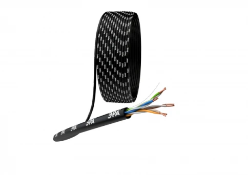 Кабель информационный U/UTP категория 5е 4x2x24AWG(0,50мм) 305м (медь) PE OUTDOOR solid черный ЭРА фото 1