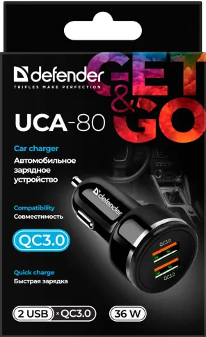 Defender UCA-80 2xUSB QC3.0, 36W фото 4