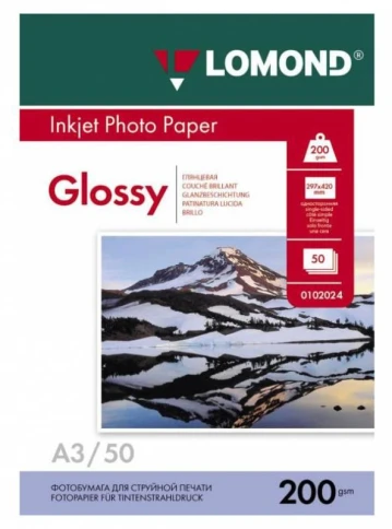Фотобумага Lomond 0102024 A3/200г/м2/50л./белый глянцевое для струйной фото 1