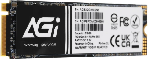 Твердотельный накопитель AGi PCIe 3.0 x4 512GB AGI512GIMAI298 AI298 M.2... фото 4