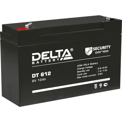 Батарея DELTA серия DT, DT 612, напряжение 6В, емкость 12Ач (разряд 20 фото 1