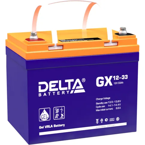 Батарея DELTA серия GX, GX 12-33, напряжение 12В, емкость 33Ач (разряд фото 1