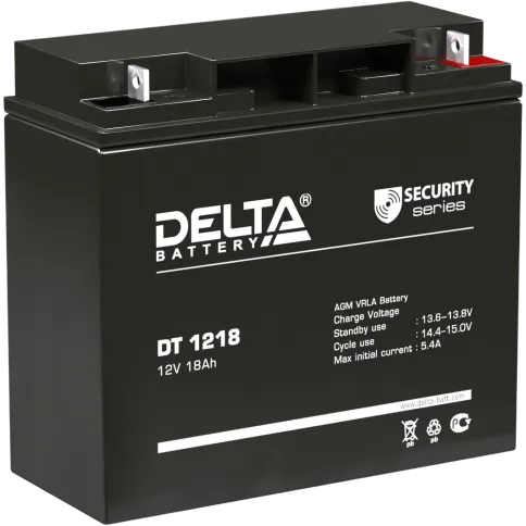 Батарея DELTA серия DT, DT 1218, напряжение 12В, емкость 18Ач (разряд фото 1