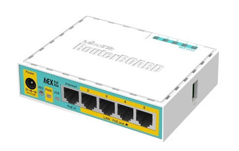 Маршрутизатор/ hEX PoE lite 5xEthernet with PoE output for four ports, USB, 650MHz CPU, 64MB RAM, RouterOS L4 фото 1