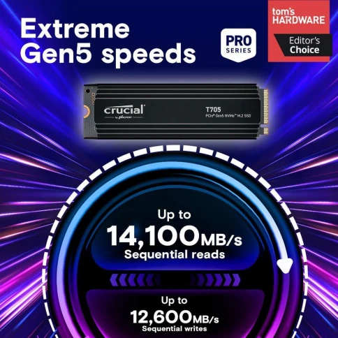 Твердотельный накопитель Crucial T705 4TB PCIe Gen5 NVMe M.2 SSD... фото 6