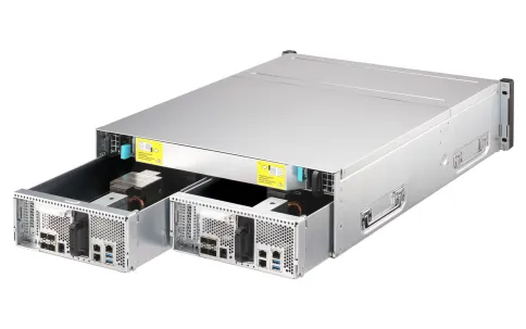 Сетевое хранилище без дисков/ Enterprise QNAP ES1686dc-2123IT-64G NAS, 16-tray SAS w/o HDD, rackmount, 2xPSU, per controller: Xeon D-2123IT 4-core 2.2 GHz (burst up to 3.0 GHz), 32 GB RDIMM DDR4 ECC (4x 8 GB) up to  512 GB (8 x 64GB), 4xSFP+, Included rai фото 7