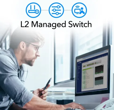 Коммутатор/ 24-Port Layer 2 Managed Gigabit PoE+ Switch with 4 Gigabit фото 5