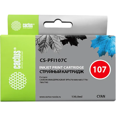 Картридж струйный Cactus CS-PFI107C синий (130мл) для Canon IP iPF6 фото 1