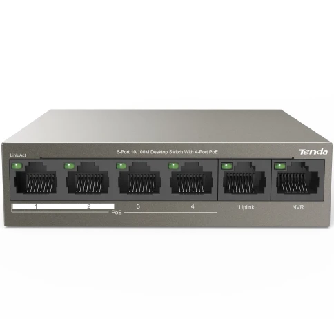 Коммутатор/ Tenda  6-Port 10/100M Desktop Switch with 4-Port PoE фото 1