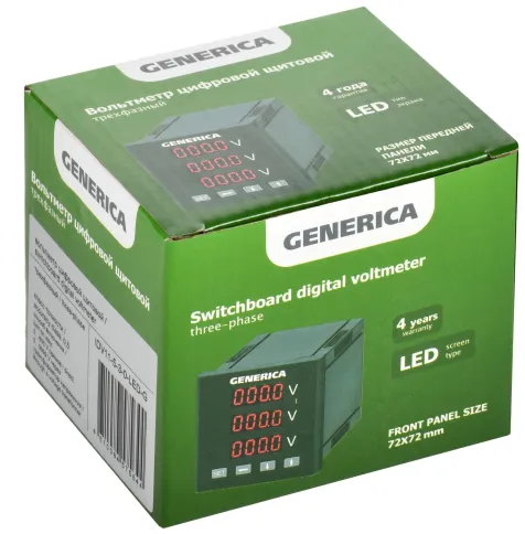 Вольтметр цифр. щит. 3-ф. 72х72 LED GENERICA фото 1