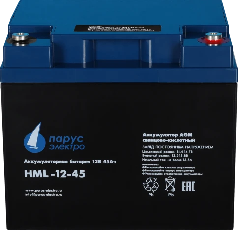 Battery Parus Electro, professional series HML-12-45, voltage 12V, capacity 45Ah... фото 3