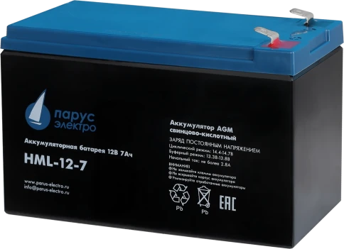 Battery Parus Electro, HML-12-7, 12V, 7.2Ah фото 2